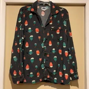 Old Navy Penquin Holiday Sleep button up large Pajama Top